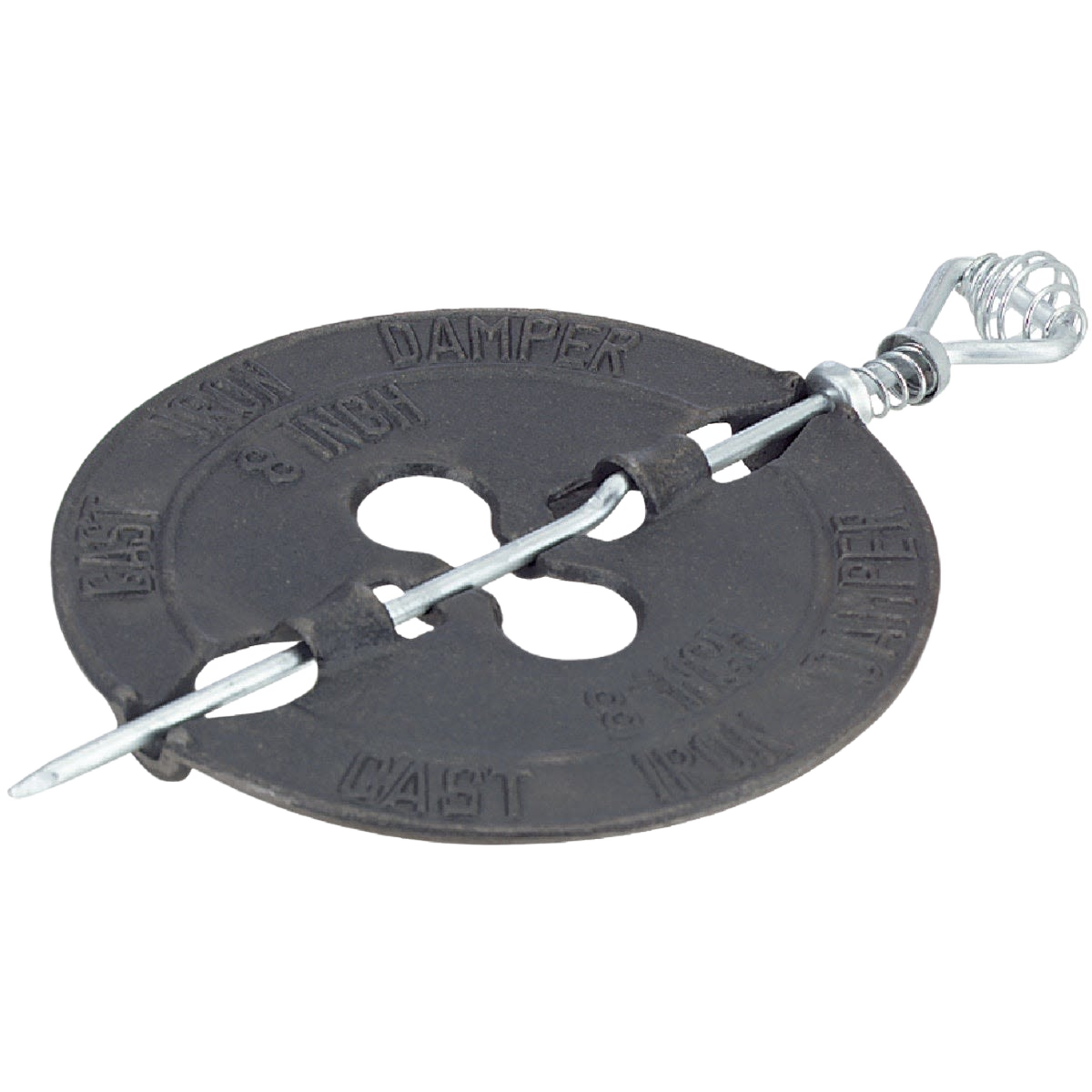 Cast iron stove pipe damper with spike and handle for easy installation in plumbing and home improvement tools collection