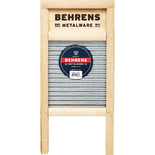 Wood-framed laundry washboard with metal scrubbing surface for cleaning in household and laundry supplies collections