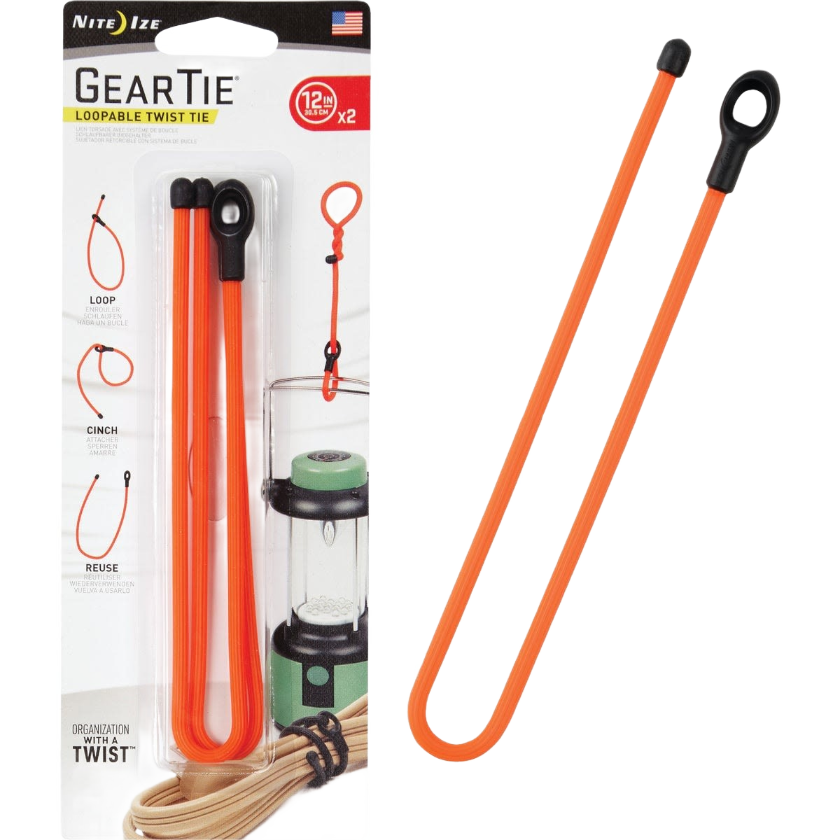 Bright orange reusable 12-inch loopable rubber twist ties with durable wire core for electrical and home improvement use