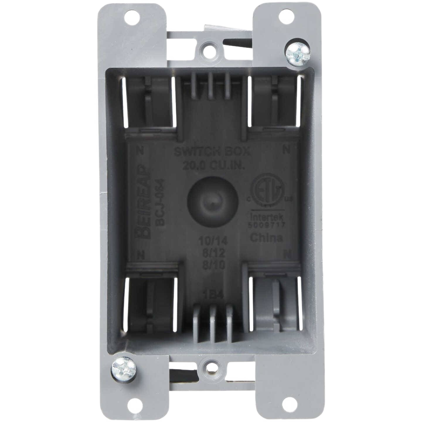Gray molded PVC 20 cubic inch 1-gang old work electrical box with metal mounting brackets for home improvement tools