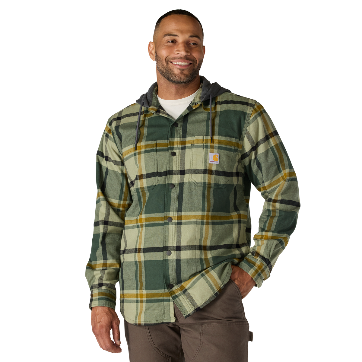 Carhartt Hamilton Relaxed Plaid Shirt Jac - Forestry Green, 2XL