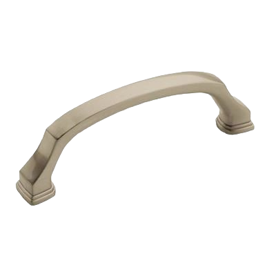 Satin nickel cabinet pull with classic design for furniture and cabinet hardware under $50 in home improvement collections