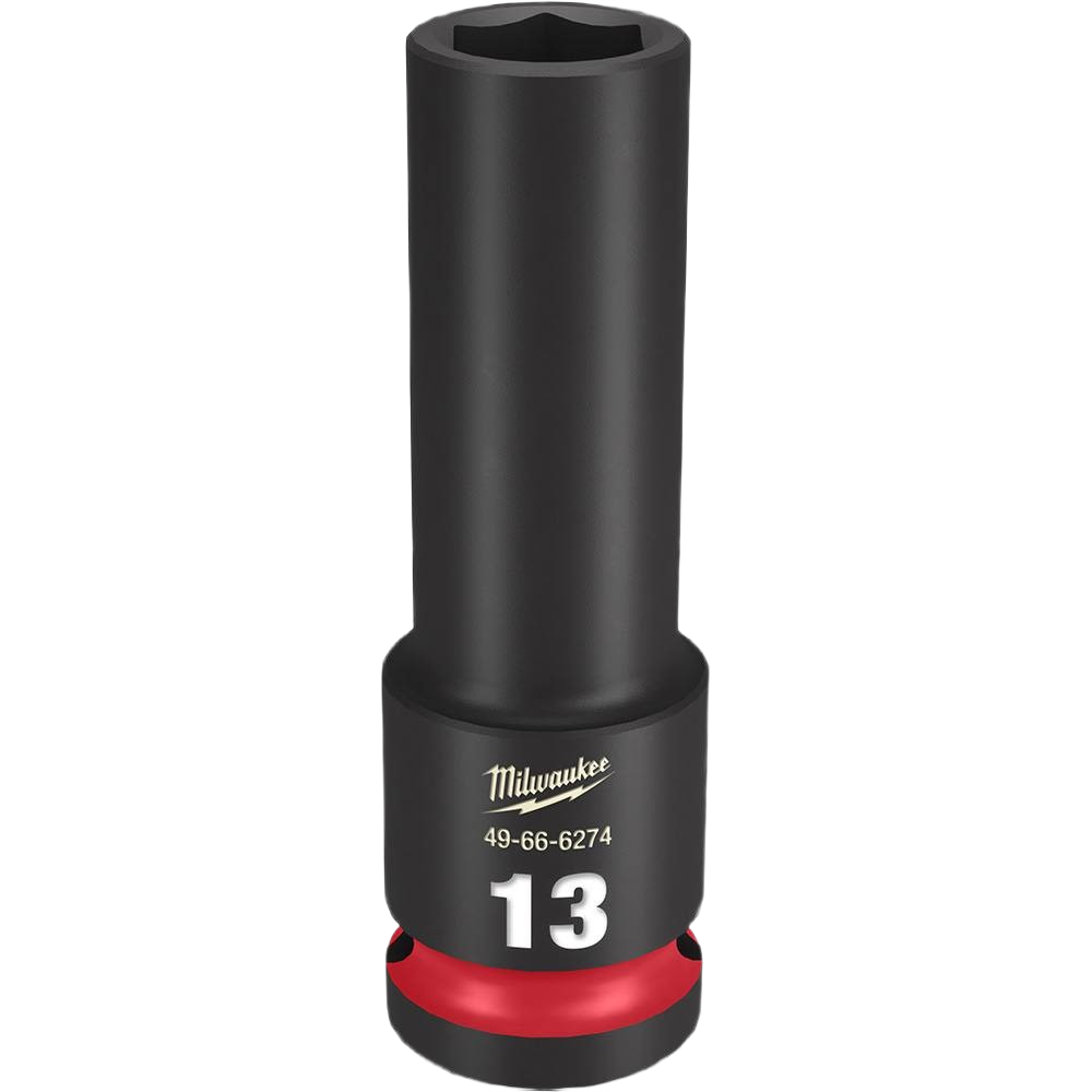 Black deep 13mm 6-point socket with impact duty design for hand tools and home improvement projects