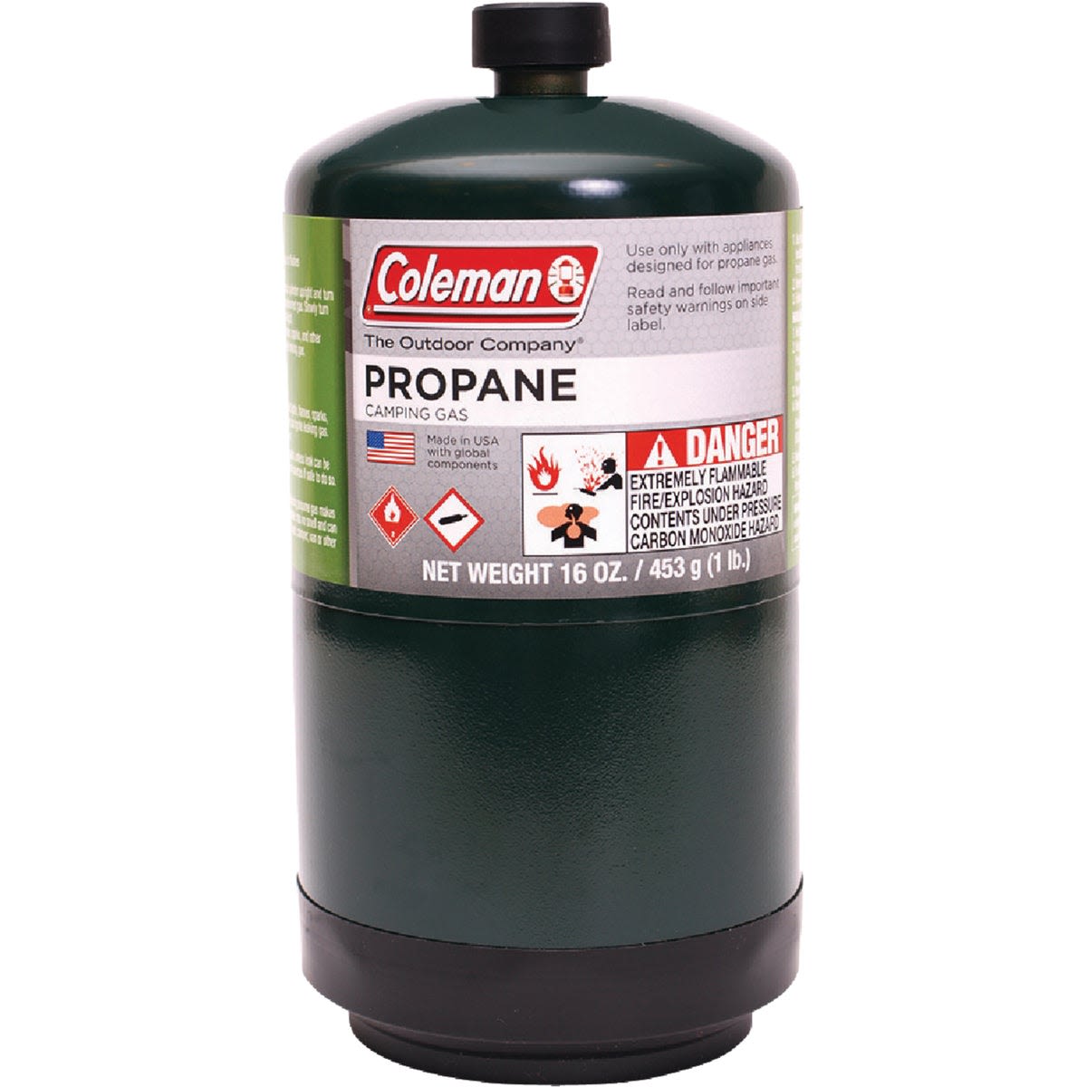 Compact green propane cylinder for outdoor grilling and camping in grilling tools and outdoor living collections
