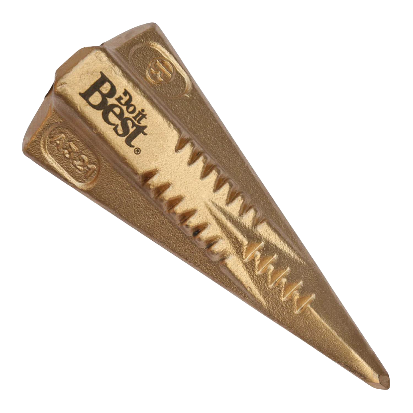 Drop-forged steel diamond wedge with textured splitting surfaces, designed for woodworking and home improvement tasks.