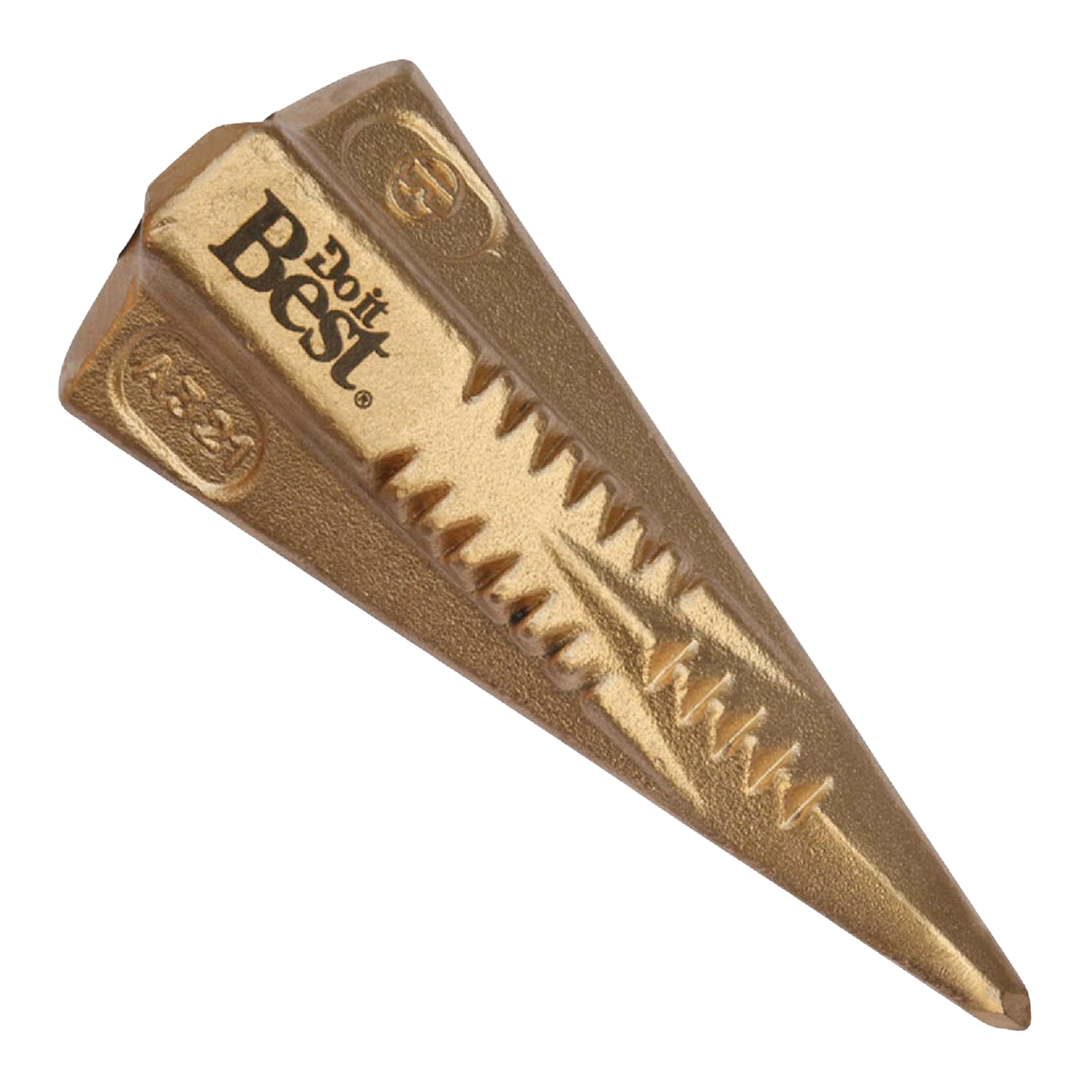Drop-forged steel diamond wedge with textured splitting surfaces, designed for woodworking and home improvement tasks.