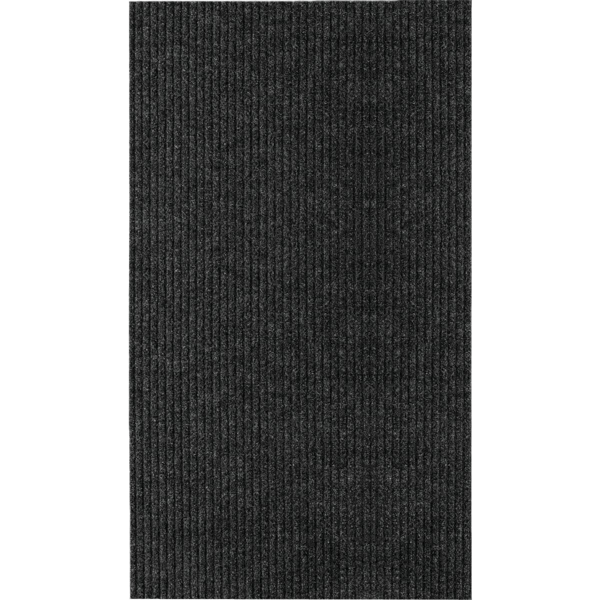 Charcoal gray textured carpet runner with ribbed pattern designed for durable home flooring and high-traffic areas