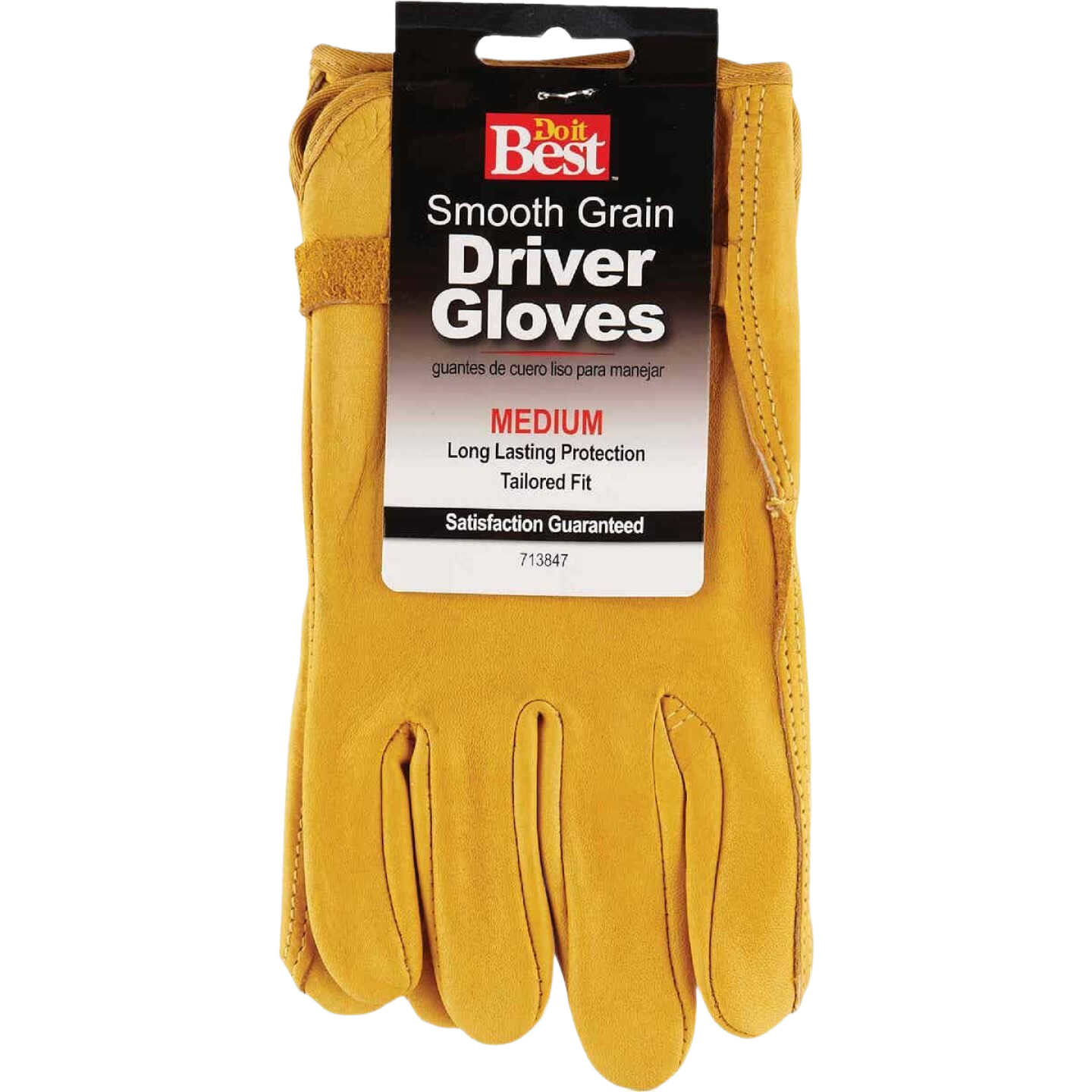 Medium tan smooth grain leather gloves with adjustable cuff for safety and work in hardware and PPE collections