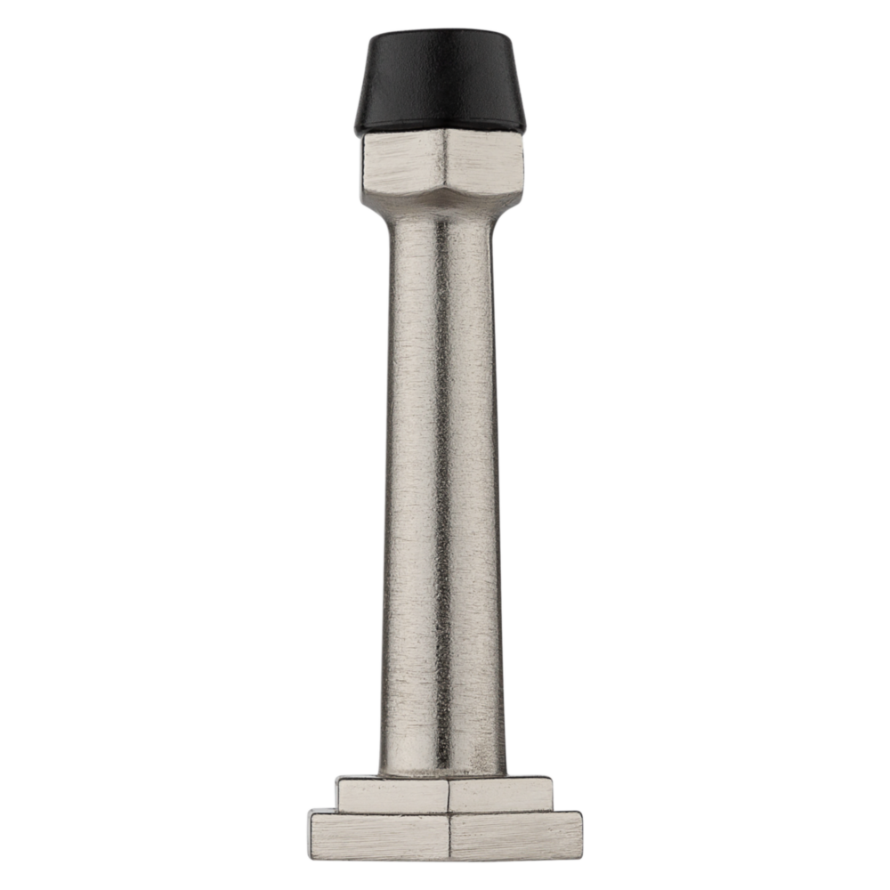 Satin nickel door stop with black rubber tip for protecting walls in home improvement under $50