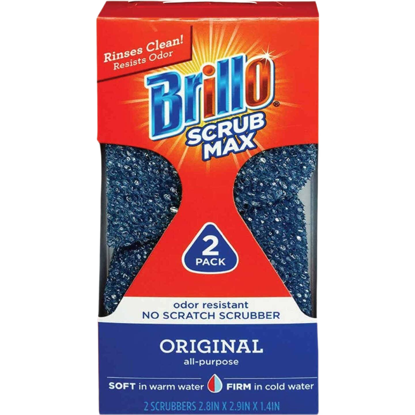 Dual pack of blue no scratch scrubbers for cleaning with odor resistance in cleaning tools and home improvement collections