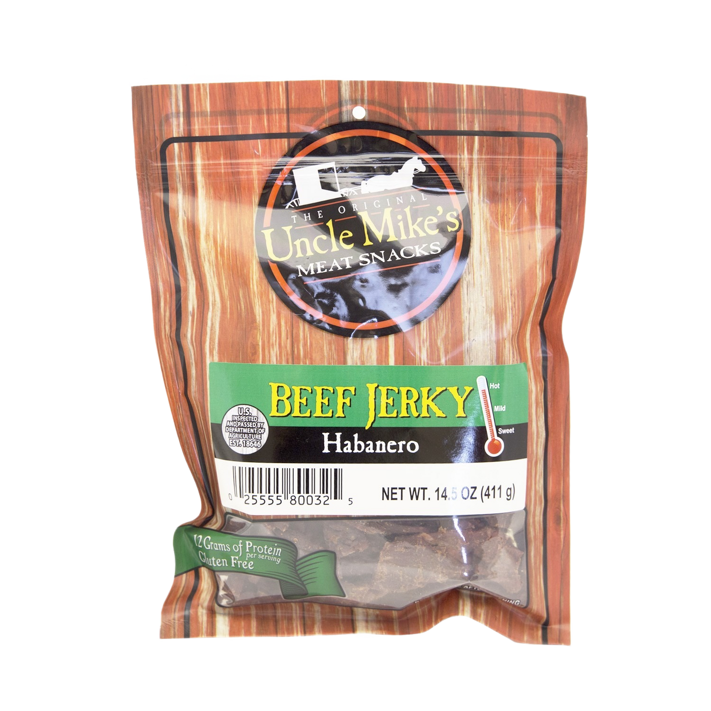 Package of Uncle Mike's Habanero Beef Jerky in 14.5 oz size, spicy snack from Chips & Snacks collection under $50