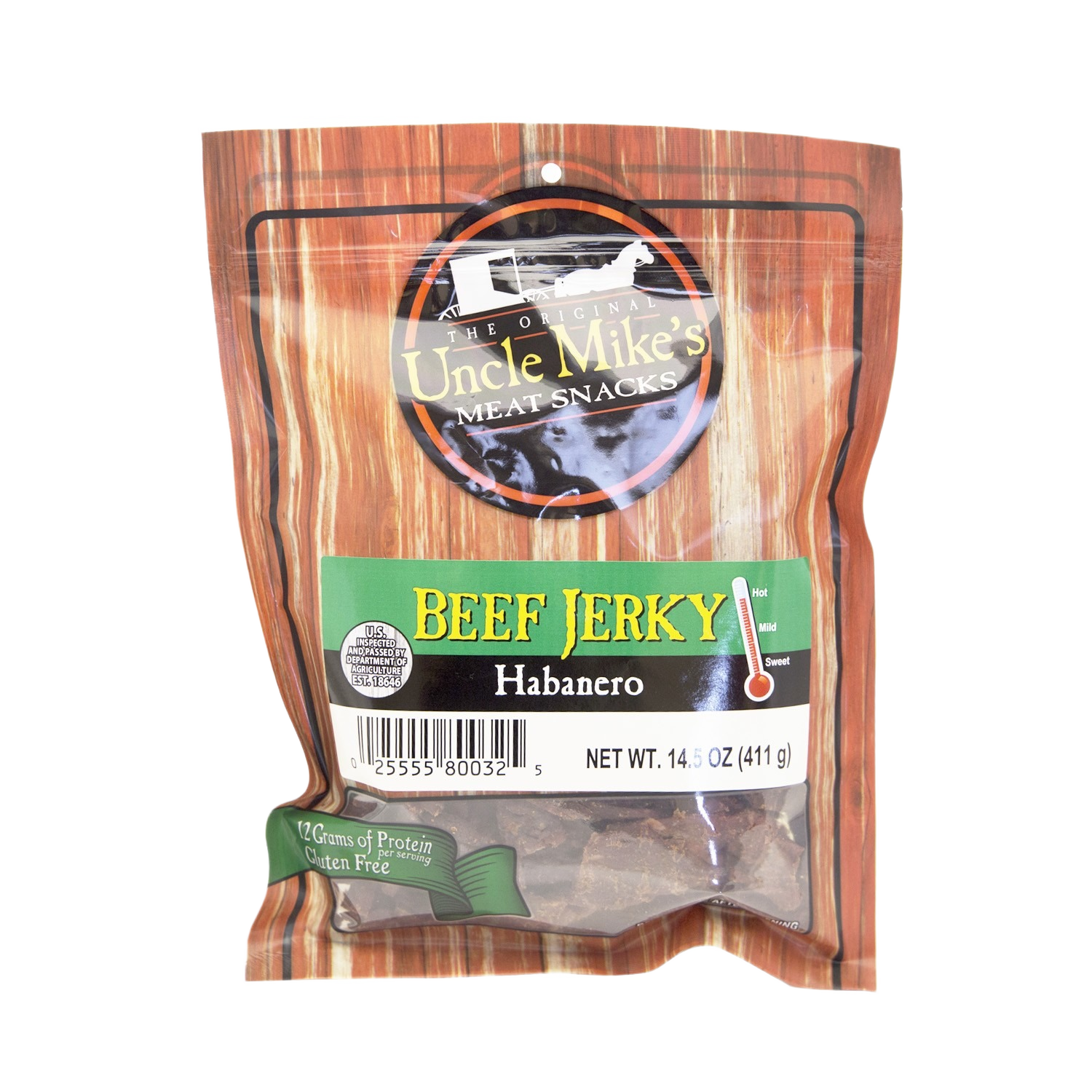 Package of Uncle Mike's Habanero Beef Jerky in 14.5 oz size, spicy snack from Chips & Snacks collection under $50