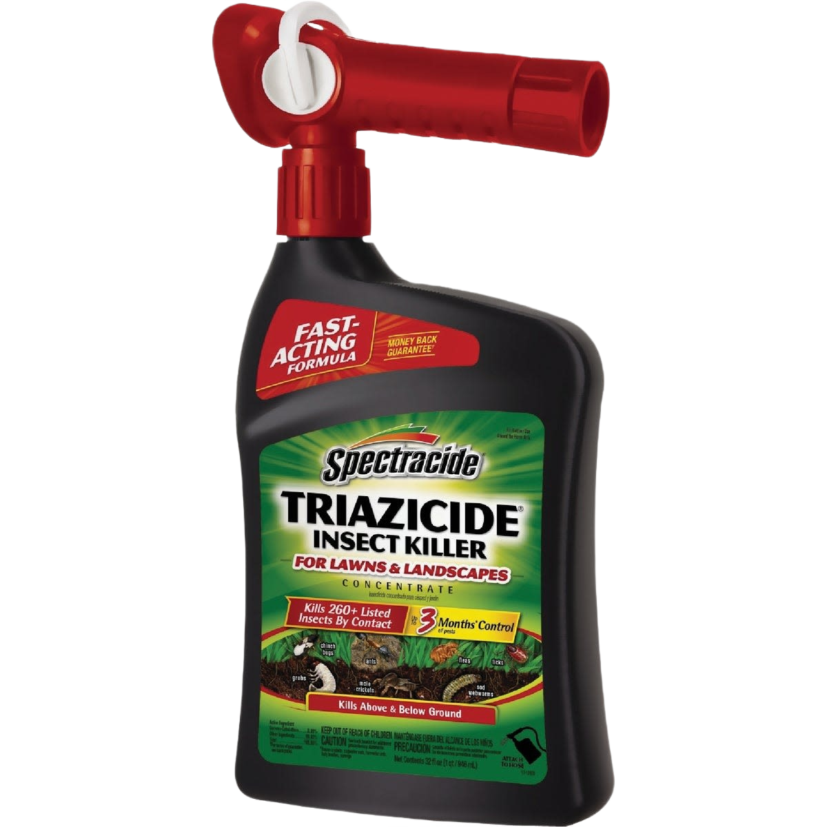 Spray bottle of Spectracide Triazicide insect killer concentrate for lawn pest control under $50 category