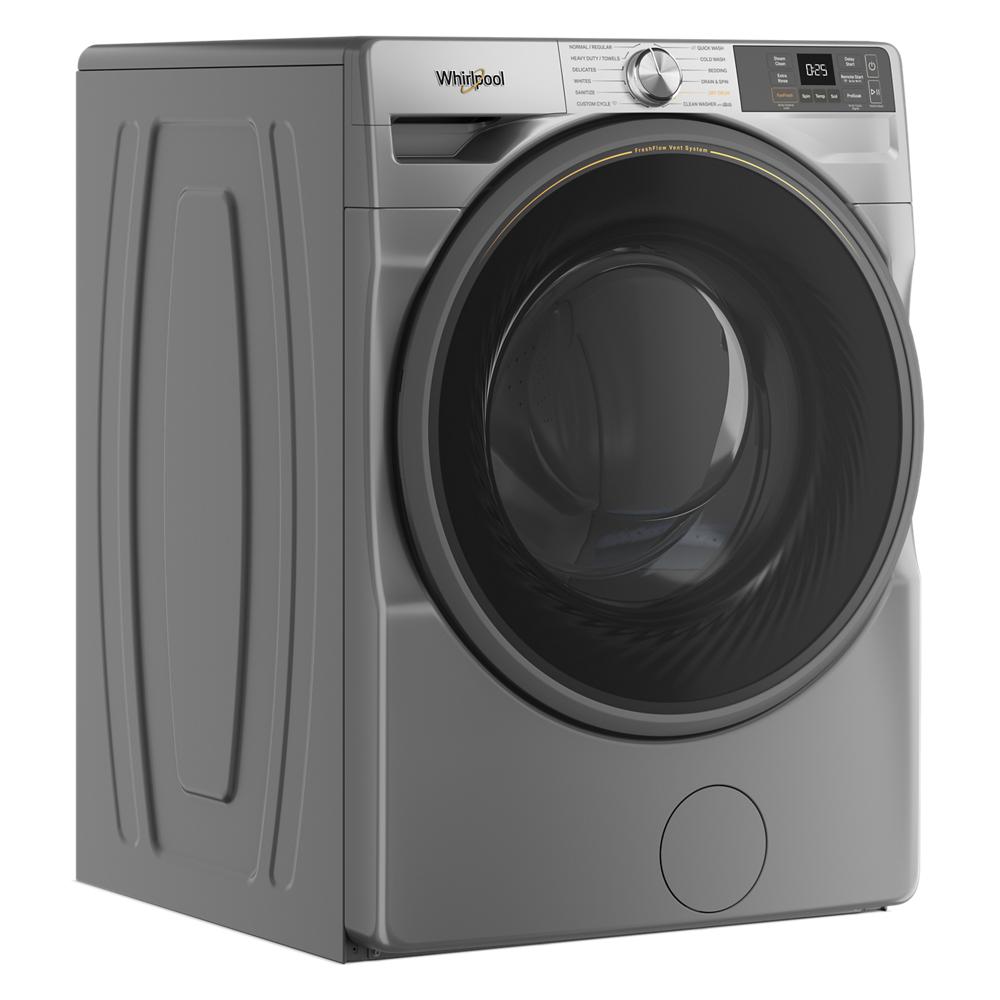 Dark gray front load ENERGY STAR® washer with digital controls and FreshFlow™ vent system in Washers and Appliances collections