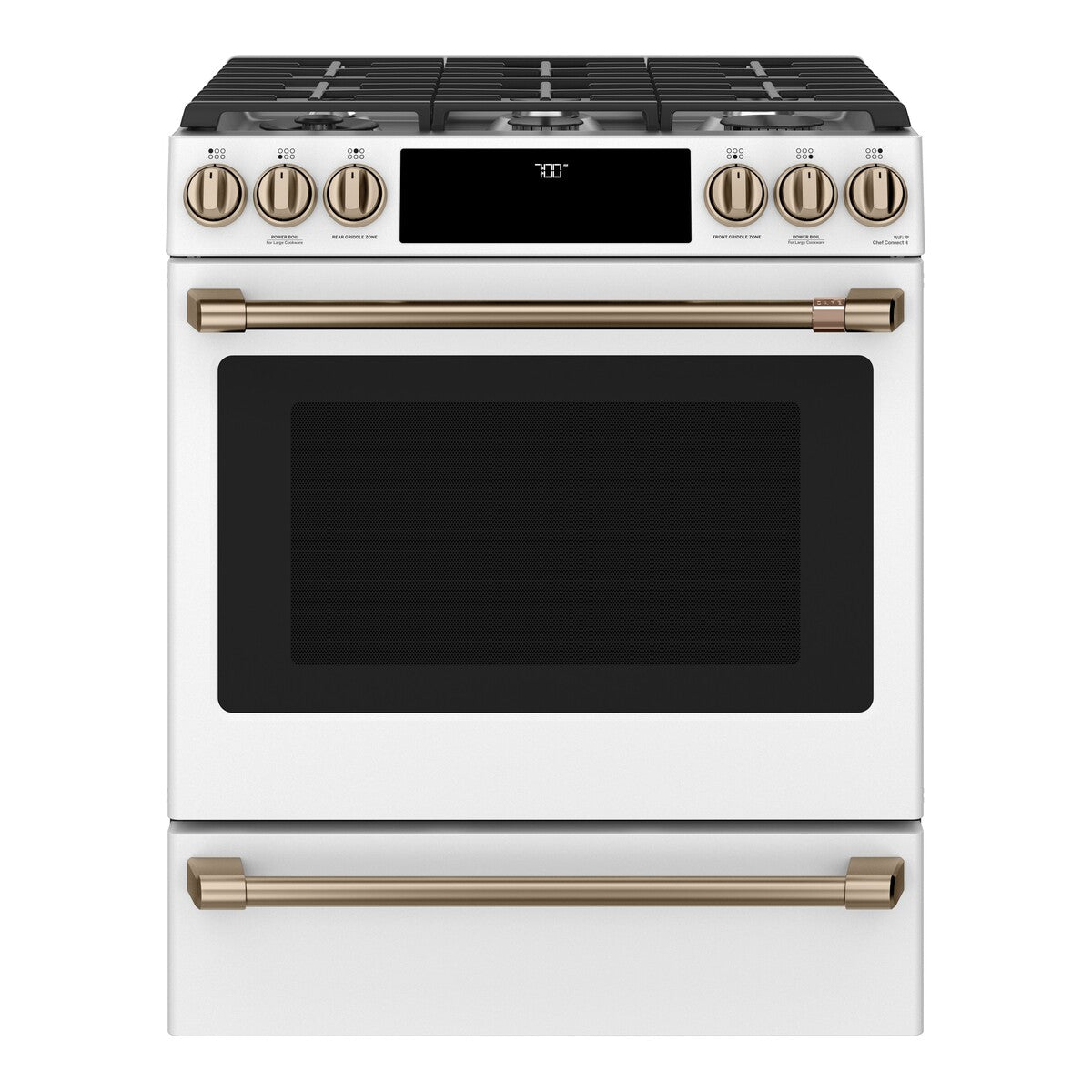 CAFÉ™ 30" Smart Slide-In, Front-Control, Gas Range with Convection Oven