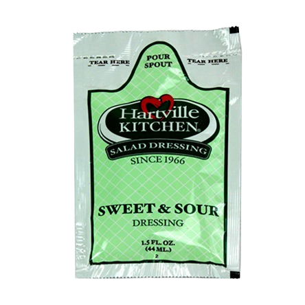 Single-serving packet of Hartville Kitchen sweet and sour salad dressing, included in salad dressings under $25 collection
