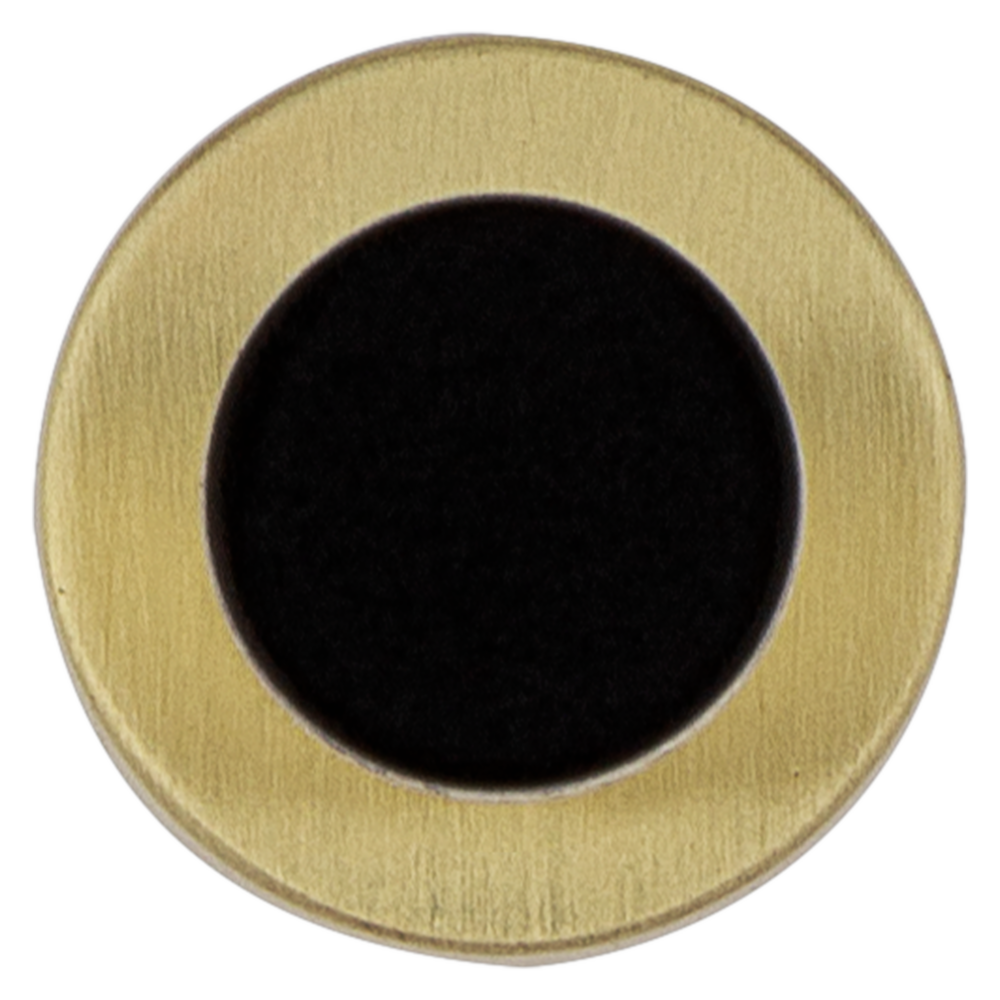 Round brushed gold door stop with black rubber tip for wall and door protection in door accessories collections