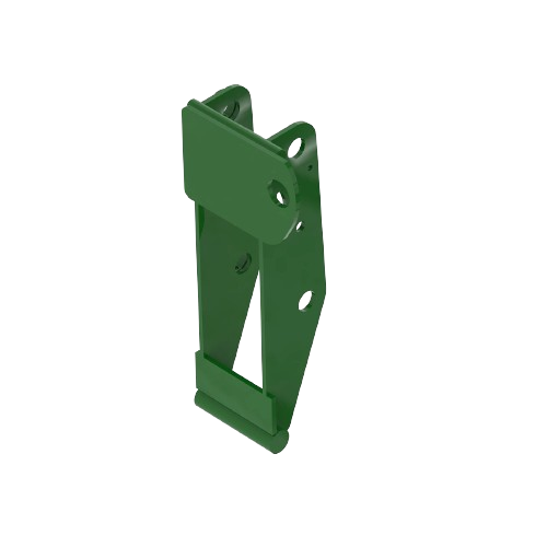 Green metal boom holder bracket designed for agricultural equipment in tools and home improvement projects