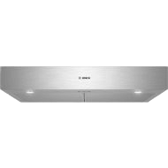 Under-cabinet stainless steel range hood with sleek design, part of Bosch kitchen and range hood appliances collection