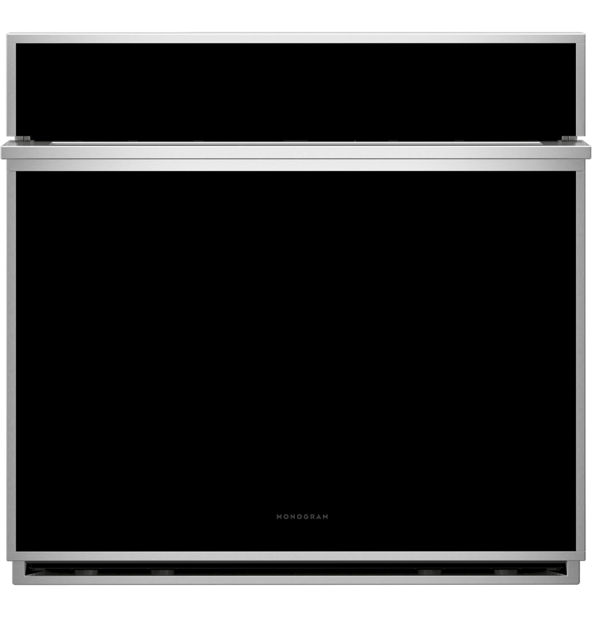Sleek minimalist single wall oven with black glass front and stainless steel trim in Kitchen & Kitchenware collection