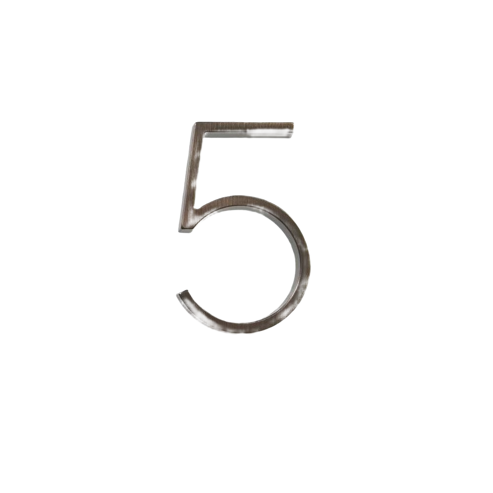 Floating mount bronze house number 5 crafted from durable zinc for hardware and home improvement under $50 collections