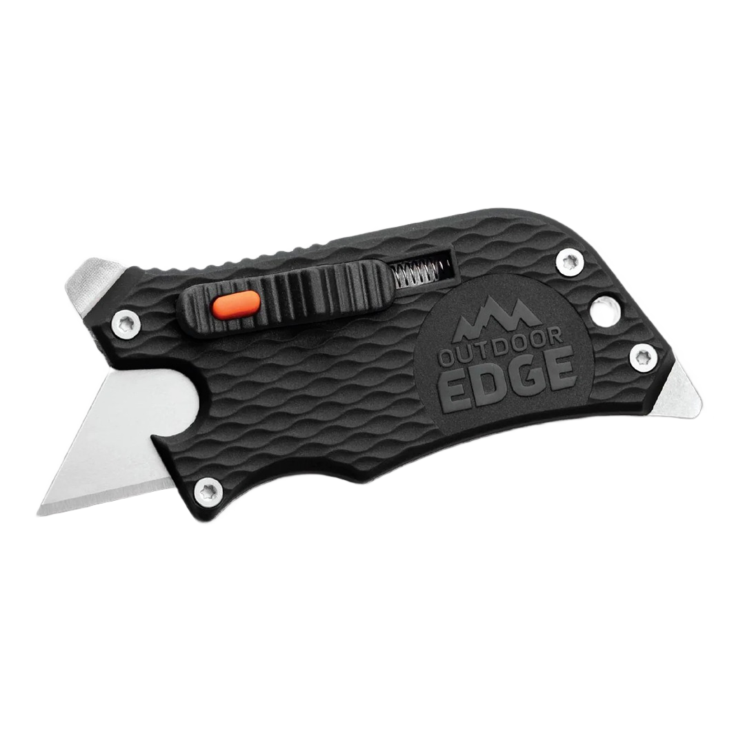 Compact black utility knife with textured grip, screwdriver tools, and pocket clip in woodworking and hand tools collections under $50