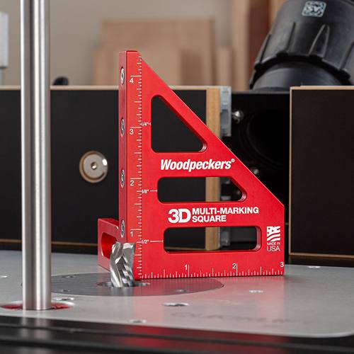 Red anodized 3D multi-marking square with precise measurement markings for woodworking hand and measuring tools under $100 collections