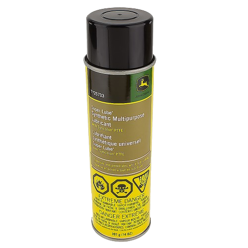 Yellow and black multi-purpose lubricant spray can with safety warnings for tools and home improvement use