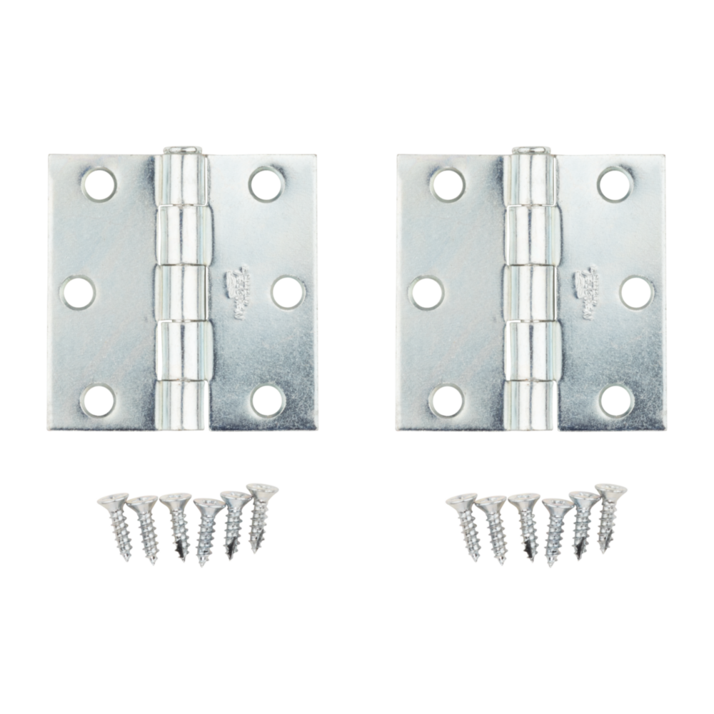 Pair of zinc broad hinges with removable pins and mounting screws for door hardware in home improvement projects under $50