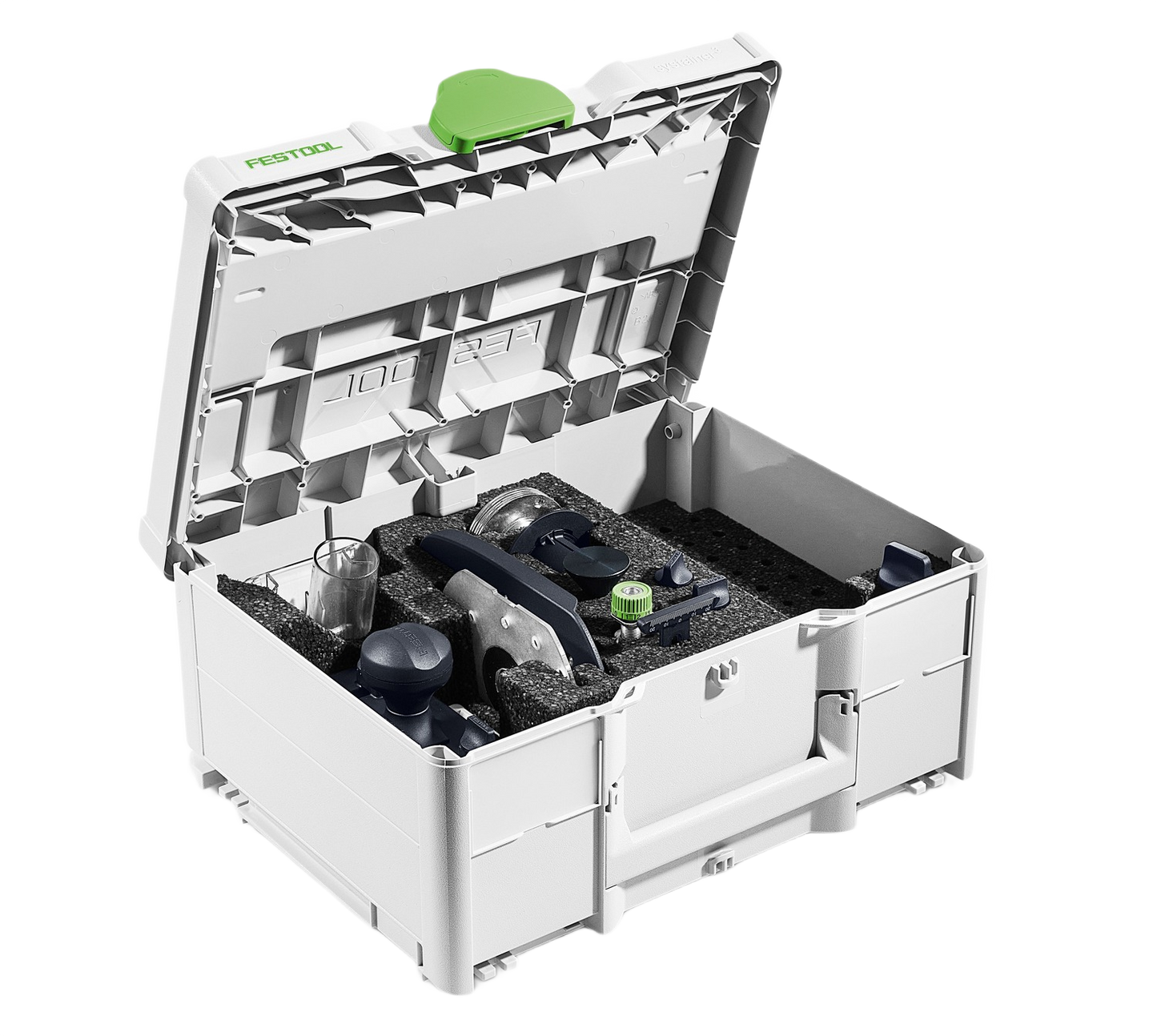 Compact Festool woodworking router set in durable storage case for precision and home improvement projects