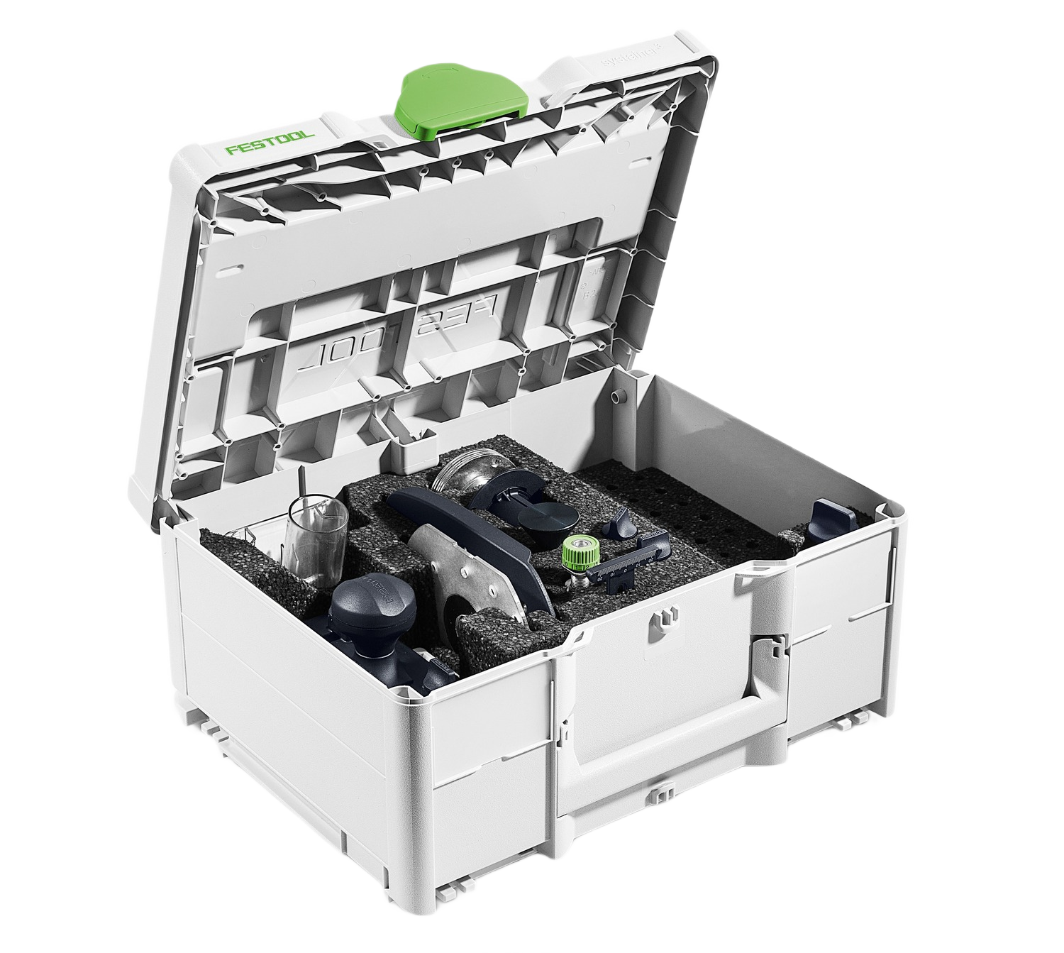 Compact Festool woodworking router set in durable storage case for precision and home improvement projects