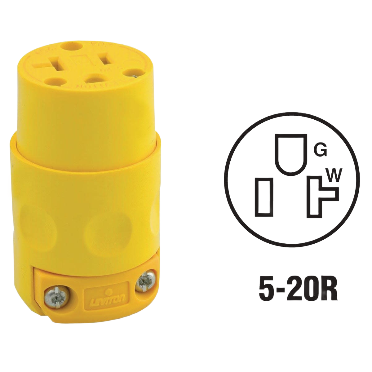 Yellow vinyl industrial cord connector with secure screw terminals for tools and home improvement applications