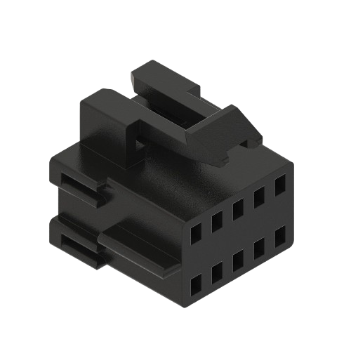 Black electrical connector housing with 10 cavities designed for John Deere parts and lubricants collection