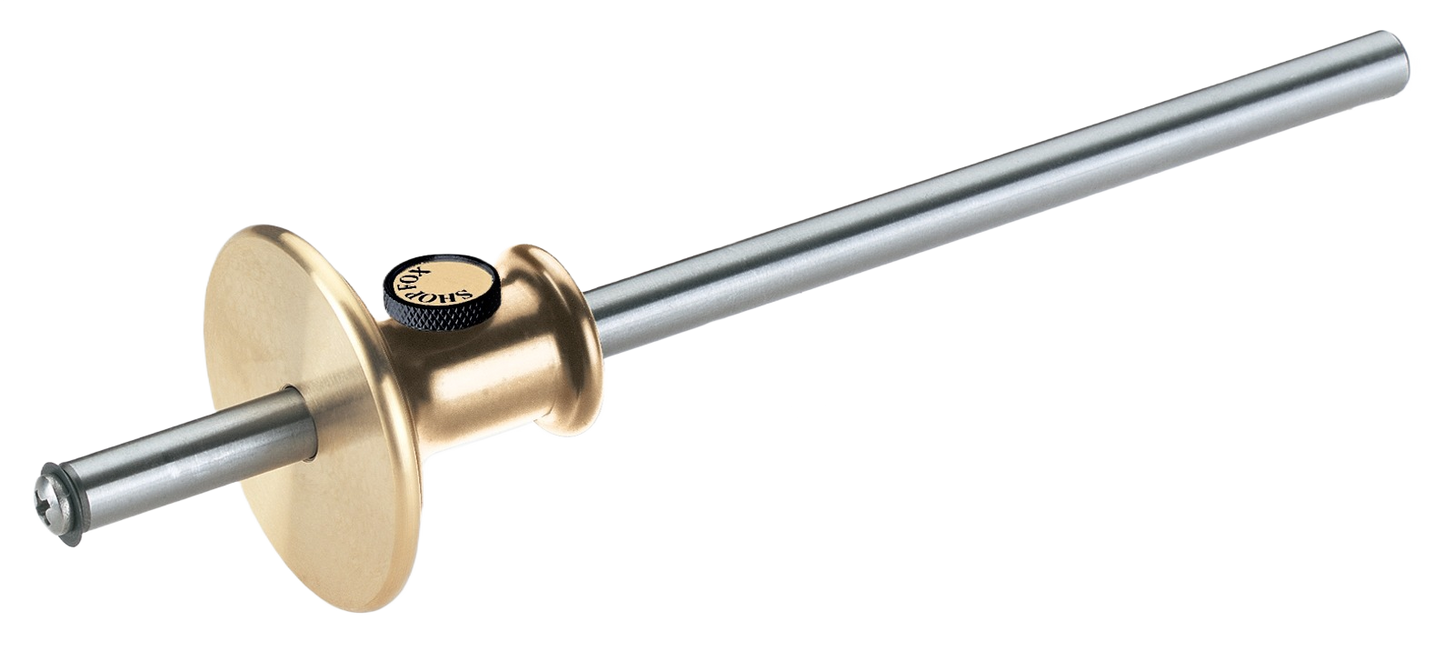 Wheel marking gauge with metal rod and brass-colored single bevel wheel for precise woodworking measurements under $50