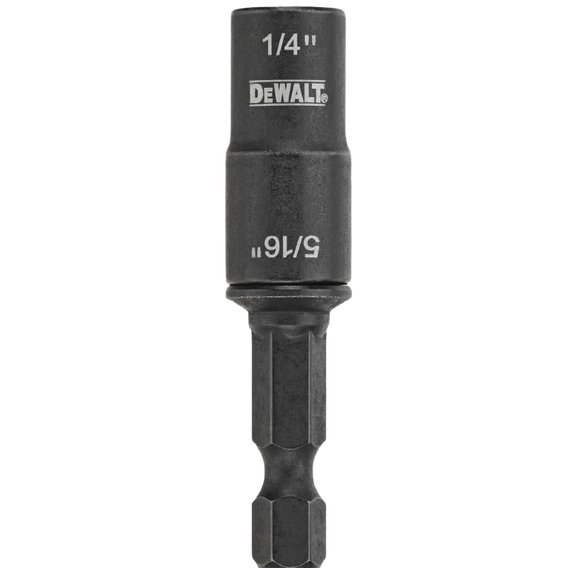 Black double ended detachable nut driver with 1/4 inch and 5/16 inch sizes for tools and home improvement use