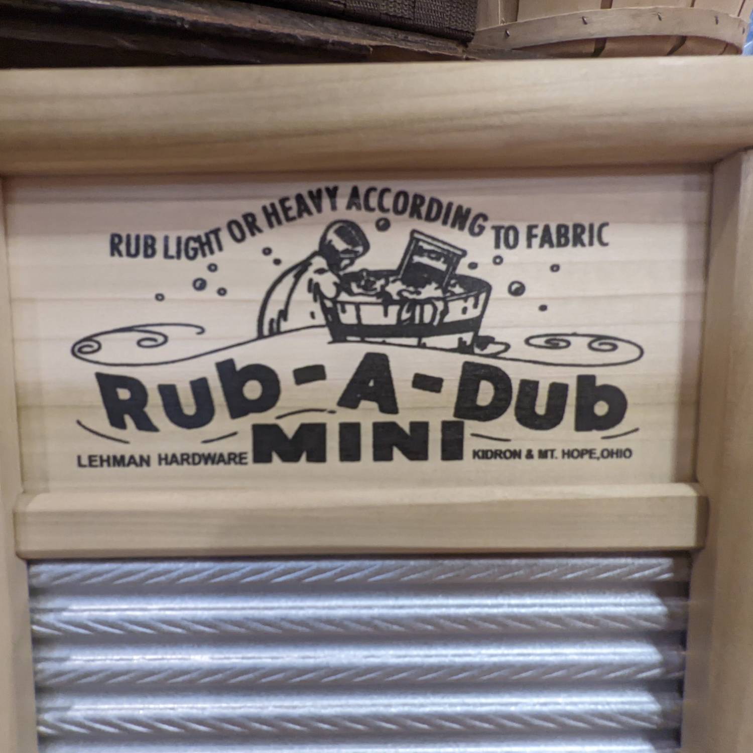Wood-framed mini washboard with tin spiral ridges for laundry from cleaning, household, and under $50 collections