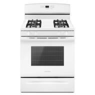 White 30-inch gas range with four burners, oven window, and digital self-clean controls in kitchen appliances collection