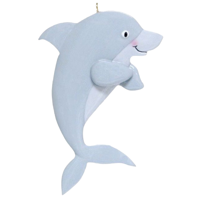 Smiling light blue dolphin ornament for Christmas tree decorations in festive holiday under $50 collection
