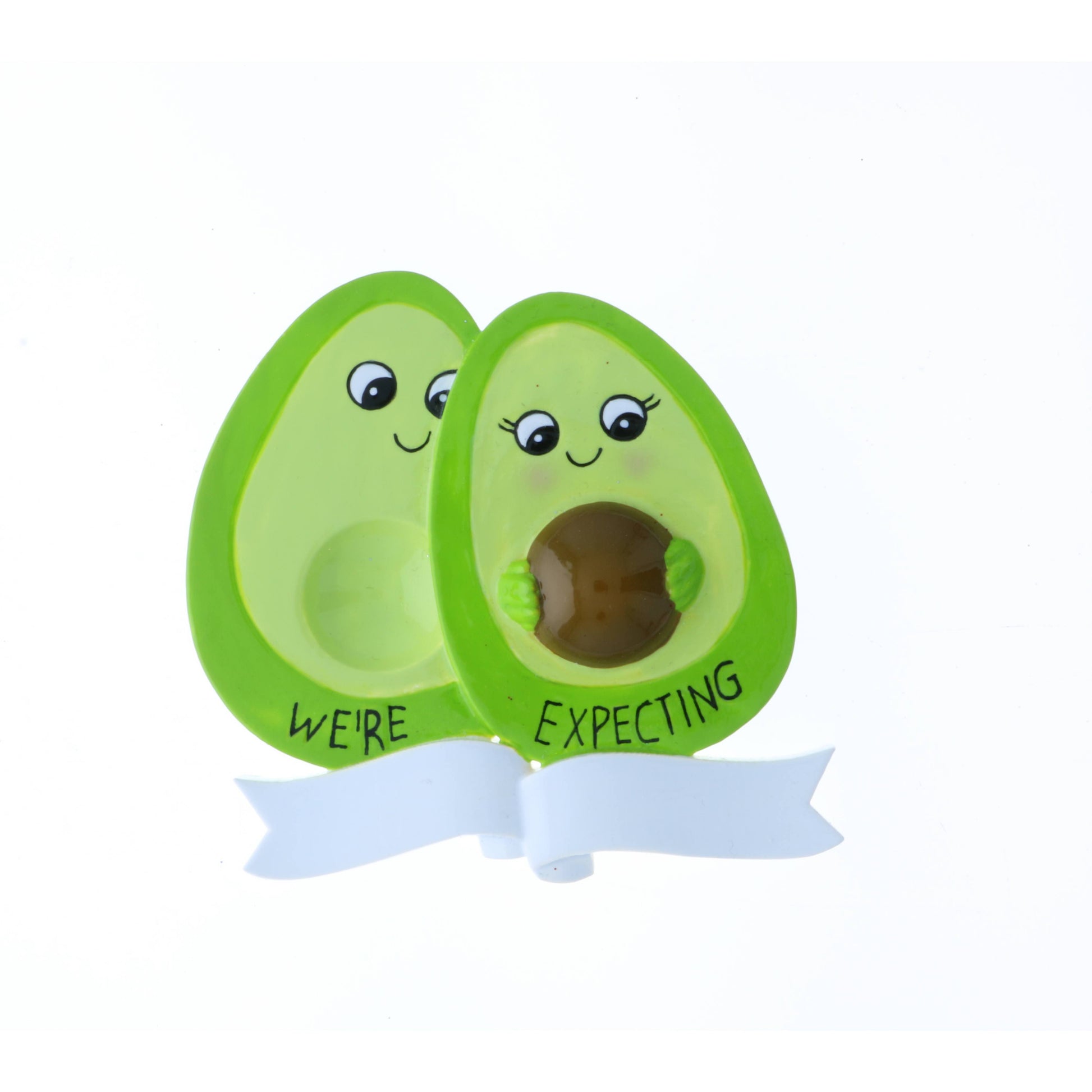 Playful avocado couple ornament with "We're Expecting" text for Christmas Ornaments & Tree Decorations collection