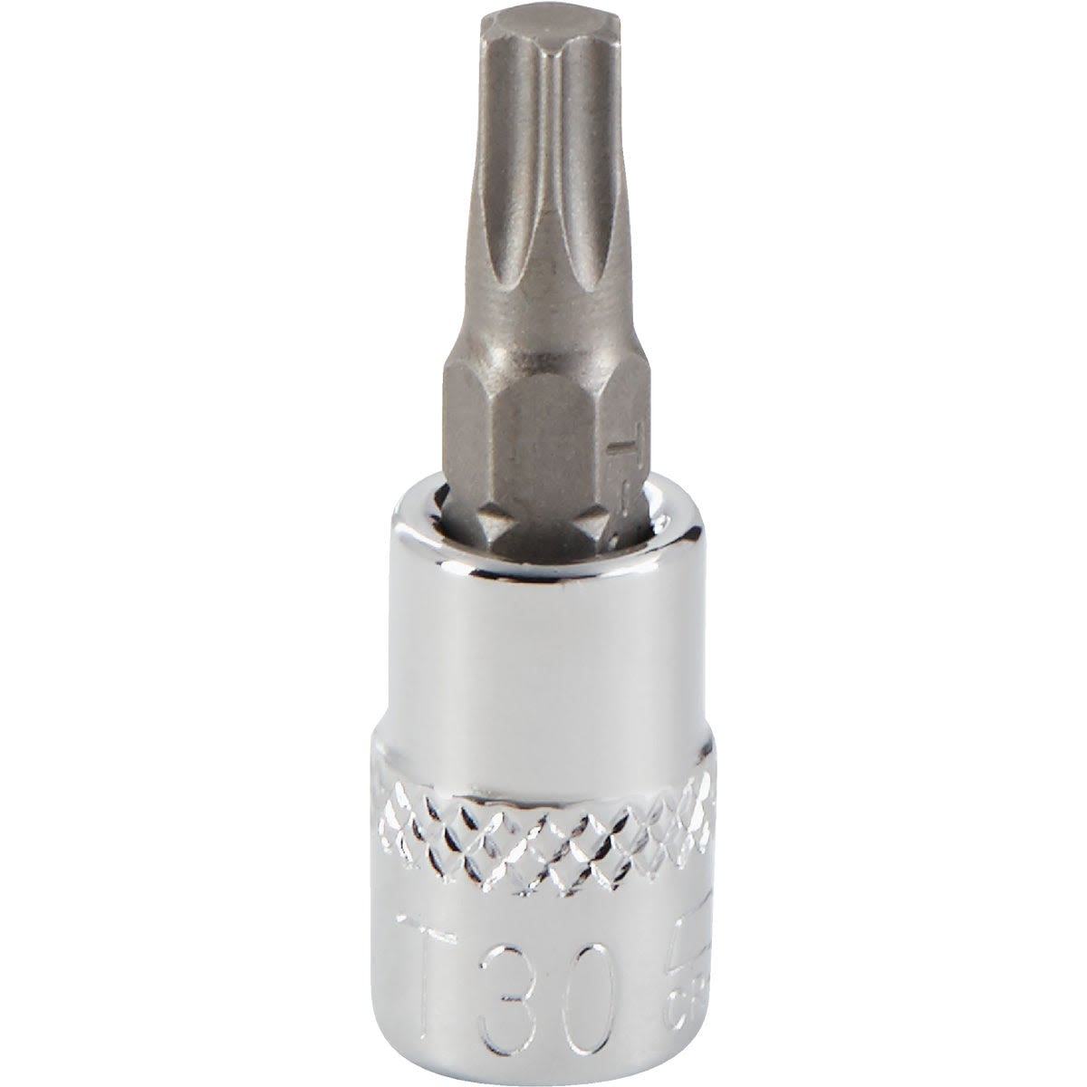 Polished chrome vanadium Torx bit socket with textured grip for woodworking and hand tool collections under $50