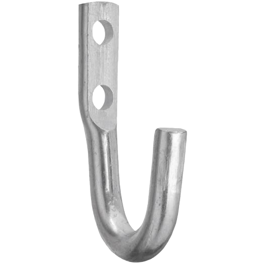Galvanized metal storage hook with two mounting holes for securing tarps and ropes in home improvement projects