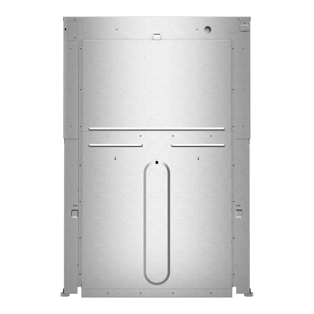 Rear view of a stainless steel built-in wall oven frame showcasing mounting points and ventilation features, part of Wall Oven and Microwave Combos, Wall Ovens, Kitchen & Kitchenware, All Products, KitchenAid, and Appliances collections for home improvement.