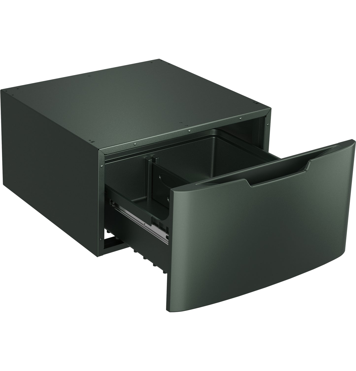 Black laundry pedestal drawer with built-in handle for appliance parts and accessories in laundry pedestals collection