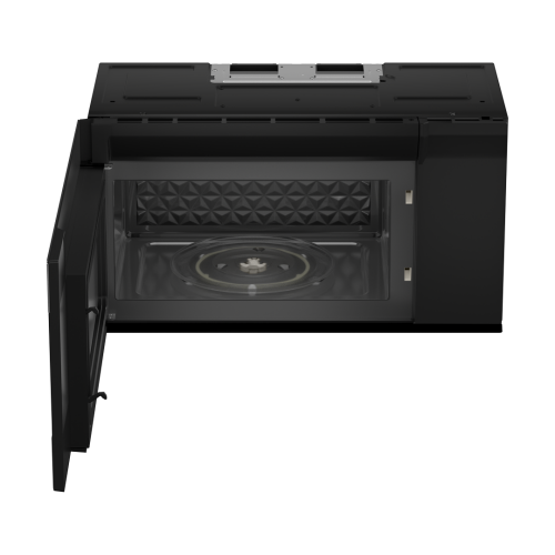 Open black over-the-range microwave oven showing diamond-patterned interior from Kitchen & Kitchenware appliances collection