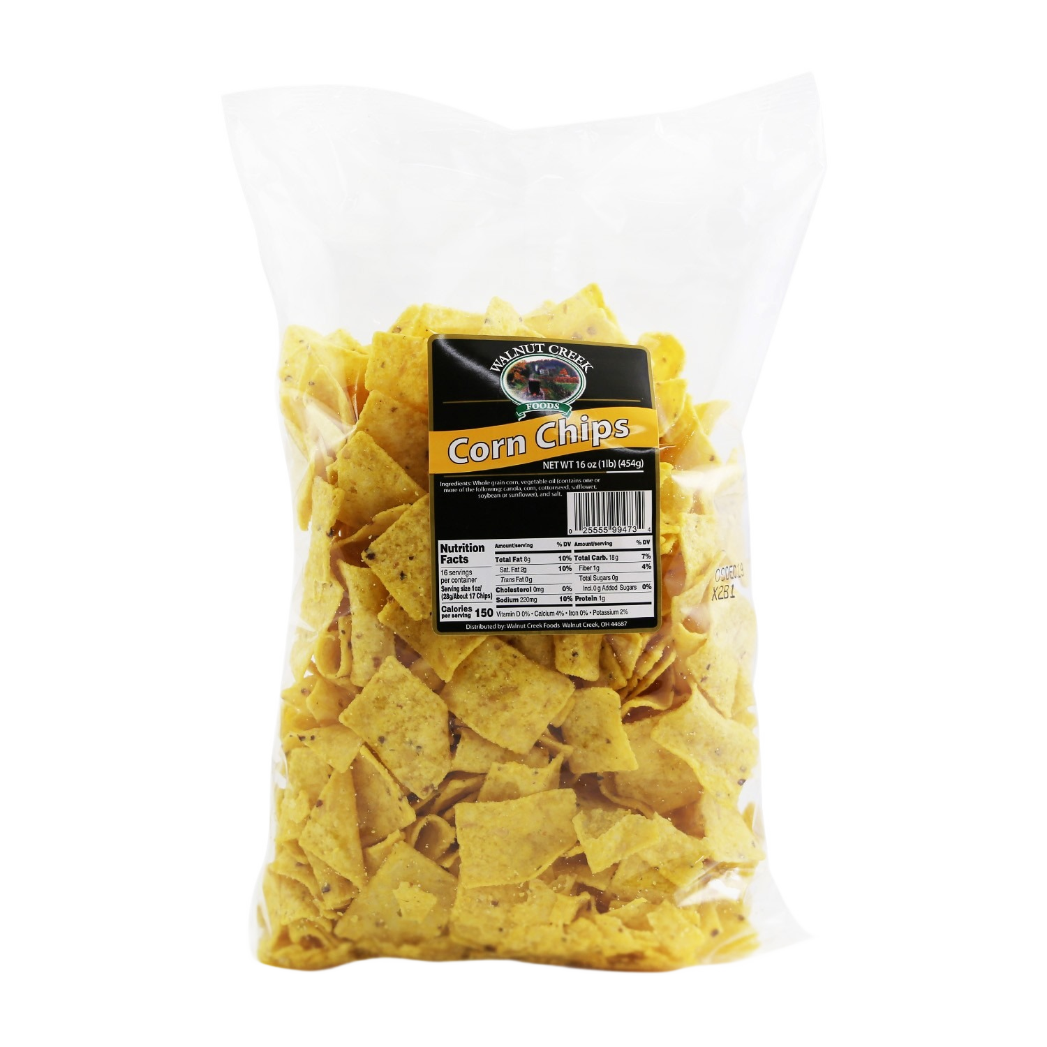 Clear bag of seasoned yellow corn chips with black label in Chips & Snacks and Food & Beverage collections under $50