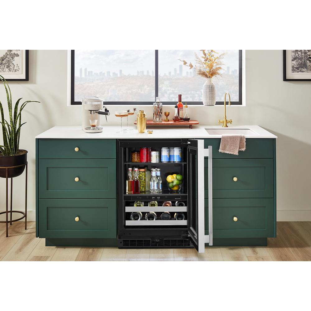 24" Beverage Center with Glass Door and Metal-Front Racks