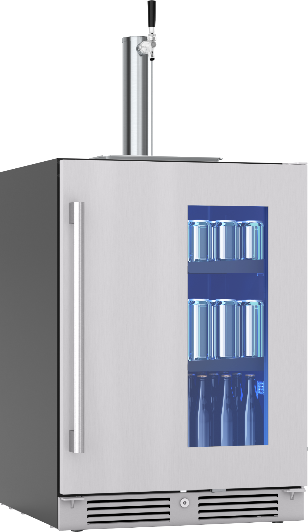 Presrv Kegerator & Beverage Cooler, 24in Under Cabinet, SS+Glass, Reverse Door, 1 Zone