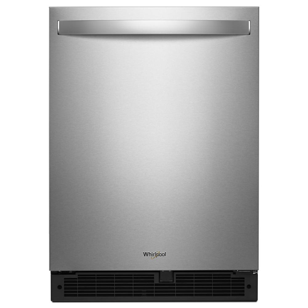 24-inch wide stainless steel undercounter refrigerator with fingerprint-resistant finish in kitchen appliances collection