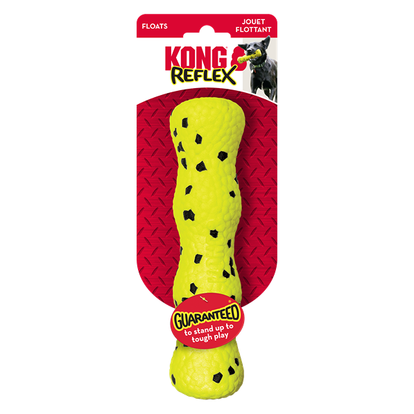 Yellow textured safe dog chew stick with black spots for interactive play in pet toys and supplies under $50 category