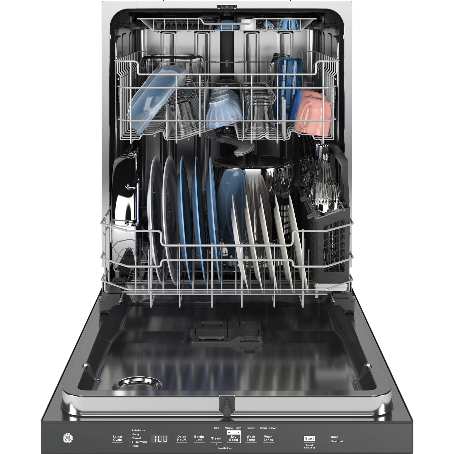 GE® ENERGY STAR® Top Control with Stainless Steel Interior Dishwasher with Sanitize Cycle